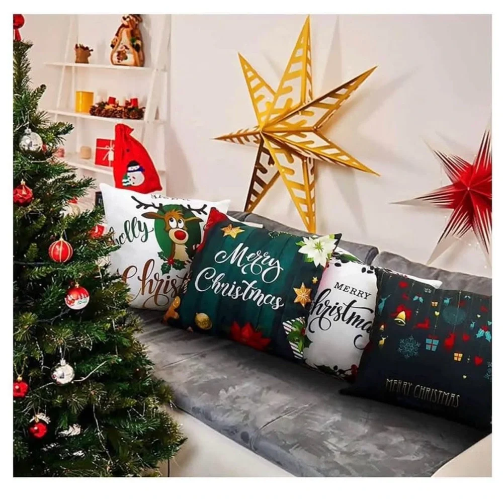 NEW (NIP) Christmas Decorative Pillow Covers Set, 4 piece Set